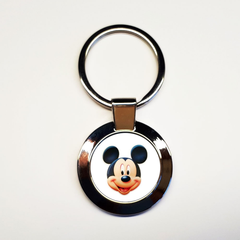 Porte-clés acier inoxydable rond Mickey