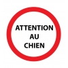 Autocollant rond attention au chien