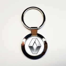 Porte-clés Renault argent fond blanc