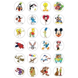 Planche adhésifs rond dessins annimés