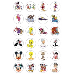 Planche adhésifs rond dessins annimés